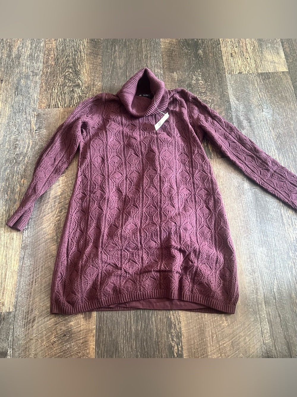 GAP Cable-Knit Turtleneck Dress - Plum